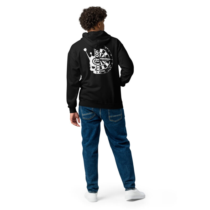 Unisex heavy blend "Half-skull dartboard" zip hoodie