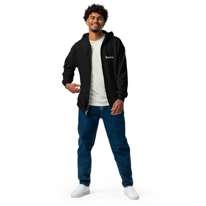 Unisex heavy blend "Half-skull dartboard" zip hoodie - Image 2