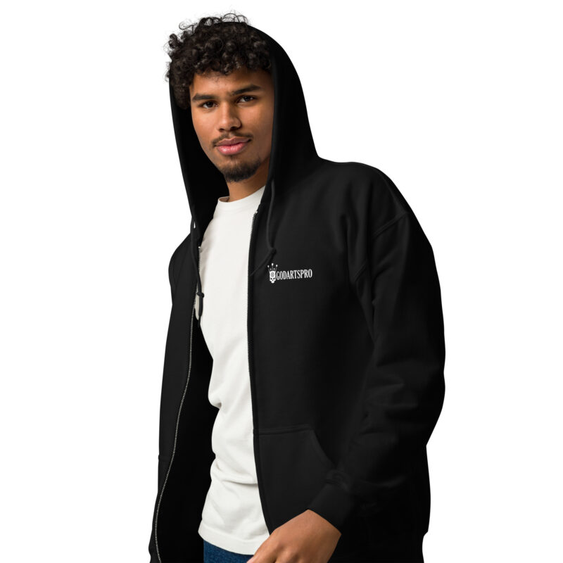 Unisex heavy blend "Half-skull dartboard" zip hoodie - Image 3