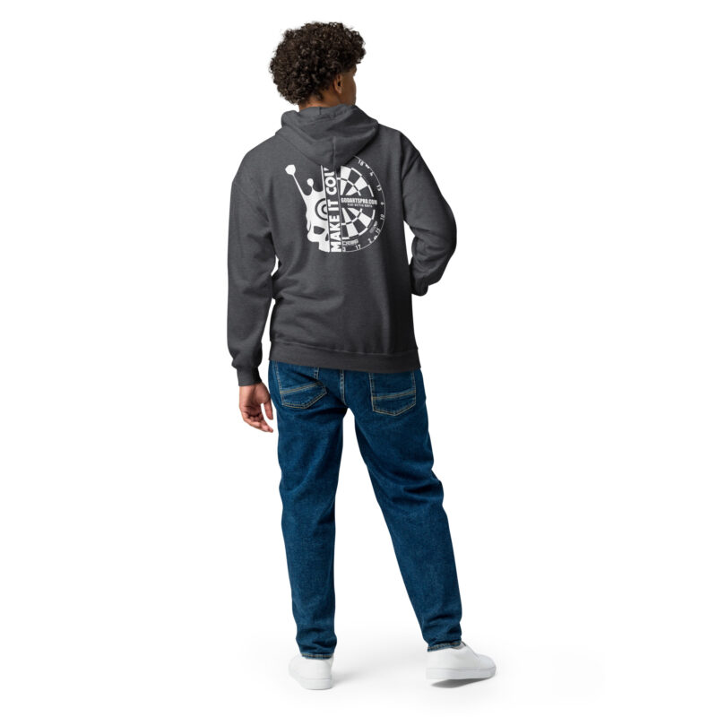 Unisex heavy blend "Half-skull dartboard" zip hoodie - Image 8