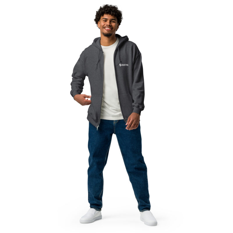Unisex heavy blend "Half-skull dartboard" zip hoodie - Image 7