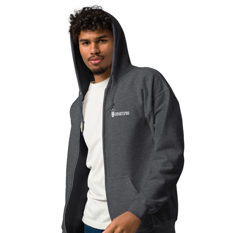 Unisex heavy blend "Half-skull dartboard" zip hoodie - Image 9