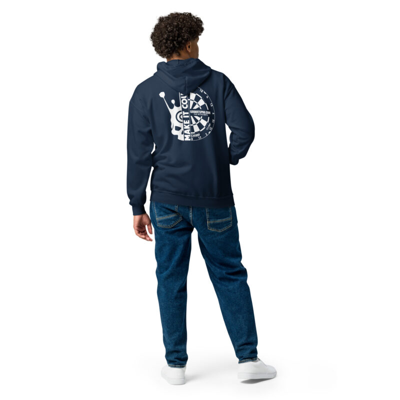 Unisex heavy blend "Half-skull dartboard" zip hoodie - Image 5