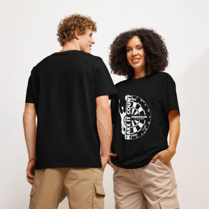 Unisex "Half-skull dartboard" organic ribbed neck t-shirt
